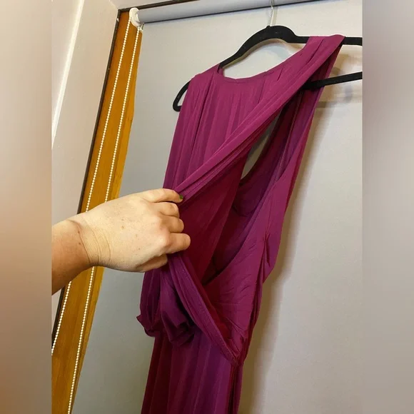 Designer Plein Sud gather rouched stretch flattering SEXY dress 12 L Raspberry - Picture 4 of 7